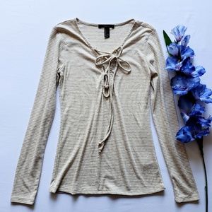 NWOT Forever 21 Long Sleeve Lace Up Top